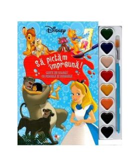 Disney Sa pictam impreuna Carte de colorat cu pensula si acuarele