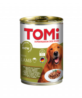 Hrana umeda pentru caini Tomi cu miel 400g