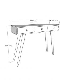 Consola, Woodface, Rolls, 110 x 30 x 90 cm, lemn solid de pin, nuc