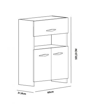 Dulap multifunctional, Decorotika, Anı, 60x101.8x31.8 cm, Alb