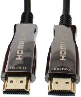 Cablu video WELL HDMI Male - HDMI Male, v2.0, Optical active, 30 m, Negru