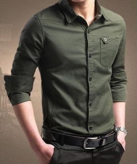 Cămașă bărbați J2600 verde armată XL