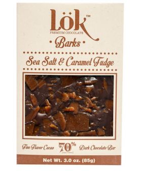 Dark Chocolate 70% cacao cu caramel si sare marina, 85g, LOK