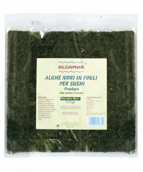 Alge nori pt sushi (Porphyra umbilicalis) raw eco-bio 30g - 10 folii Algamar