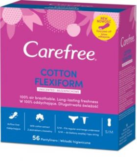 CAREFREE ABSORBANTE ZILNICE DIN BUMBAC FLEXIBIL 56BUC