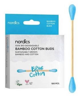 BETISOARE DIN BUMBAC SI BAMBUS 100buc, Nordics Oral Care Albastru