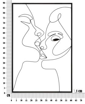 Decoratiune de perete 3D Kiss, Mauro Ferretti, 90 x 60 cm, fier, negru