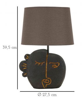 Lampa de masa Tribal -B, Mauro Ferretti, 1x E27, 40W, 27.5x39.5 cm, polirasina/fier/textil, maro/auriu