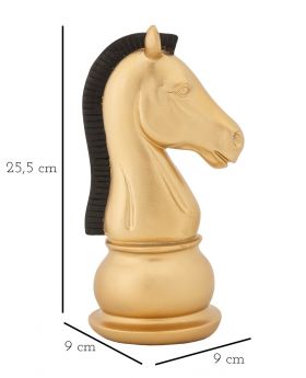 Decoratiune piesa sah, Mauro Ferretti, Horse, 10.5 x 8.5 x 19 cm, polirasina, auriu/negru