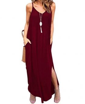 Rochie de o singura culoare cu fanta burgundy L