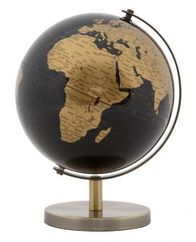 Decoratiune Globe Bronze, Mauro Ferretti, Ø13 x 17 cm, plastic/fier, negru/bronz