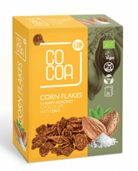 Fulgi de porumb cu ciocolata raw, migdale si sare, eco-bio, 200g - Cocoa