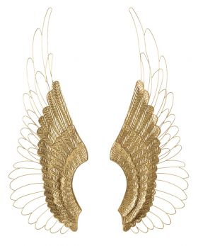 Set 2 decoratiuni de perete, Pair of Wings, Mauro Ferretti, 37 x 105.5 cm, fier, auriu