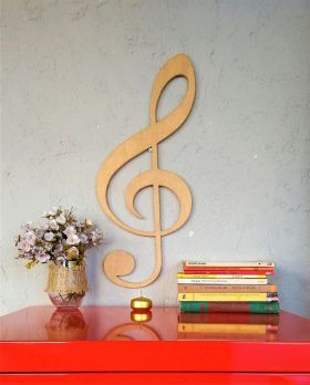 Decoratiune de perete, Treble Clef, 25x1.8x60 cm, Placaj , Maro