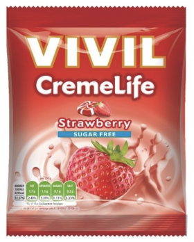 Bomboane cu aroma de capsuni, fara zaharuri, Creme Life Classic, 60g - Vivil