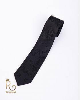 Cravata de barbati, neagra cu model si batista - CV840
