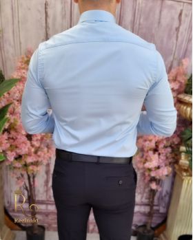 Cămașă bleu de bărbați, Slim Fit - CR137