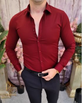 Cămașă visinie de bărbați, Slim Fit - CR126