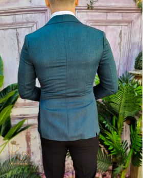 Sacou verde de bărbați, Slim Fit, material texturat - SC799