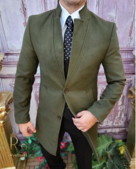 Palton de bărbați, Slim Fit, Verde cu nasturi - PT459