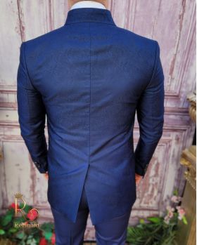 Costum de ceremonie, Bleumarin, Slim Fit, Sacou, Vesta, Pantalon si Cravata - C3956