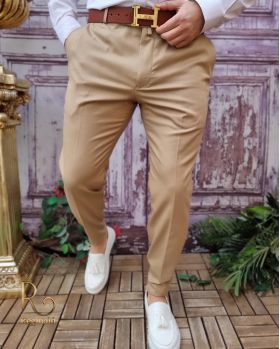 Pantaloni eleganți de bărbați, Bej, Slim Fit - PN729