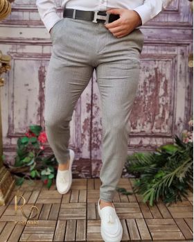 Pantaloni eleganți de bărbați, Gri, Croiala Slim Fit - PN726