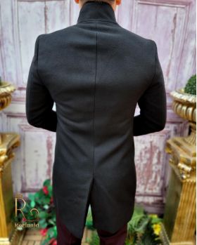 Palton de bărbați, Slim Fit, Negru cu nasturi - PT461