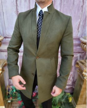 Palton de bărbați, Slim Fit, Verde cu nasturi - PT459