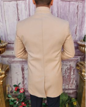 Palton de bărbați, Slim Fit, Crem cu nasturi - PT444