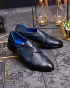 Pantofi Loafers de bărbați din piele naturala, Bleumarin - P1599