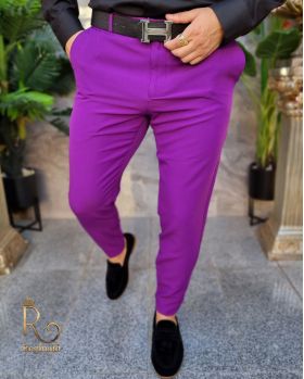 Pantaloni Mov de bărbați, Casual Slim Fit, Conici cu lanț – PN712