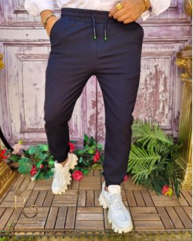 Pantaloni casual Slim-Fit, Bleumarin, cu șnur - PNT212