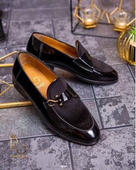 Pantofi Loafers de bărbați din piele naturala, Negru catifea - P1537