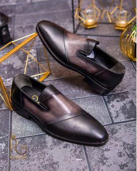 Pantofi Loafers de bărbați din piele naturala, Negru degrade - P1536