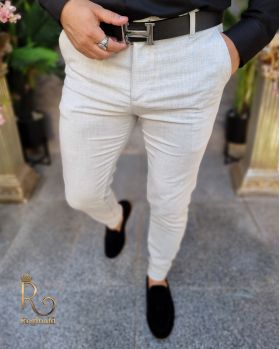 Pantaloni eleganți de bărbați, Slim Fit, Conici, Gri deschis - PN570