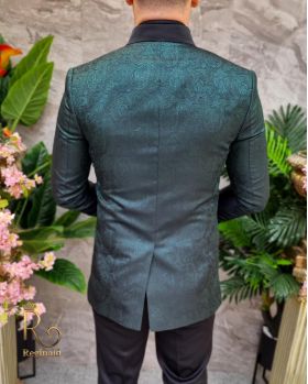 Costum de ceremonie,Verde, Slim Fit, Sacou, Vesta, Pantalon si Cravata - C4108