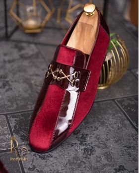 Pantofi Loafers barbatesti, bordeaux piele naturala - P1706