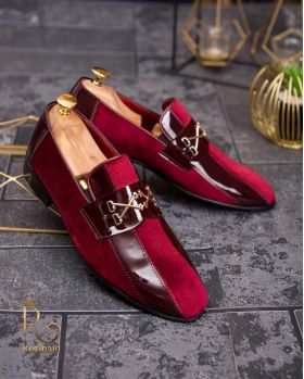 Pantofi Loafers barbatesti, bordeaux piele naturala - P1706