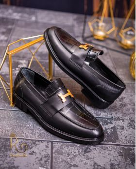 Pantofi Loafers de barbati din piele naturala, negri - P1717