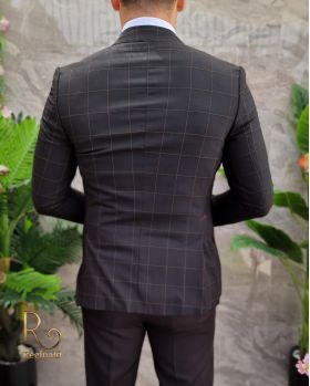 Sacou de bărbați negru in carouri, Slim-Fit - SC836