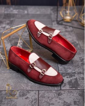 Pantofi Loafers, barbatesti, bordeaux, piele intoarsa- P1751