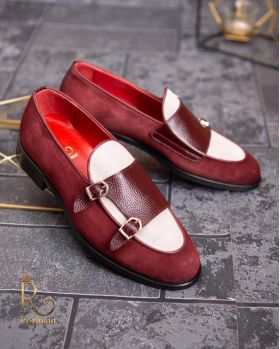 Pantofi Loafers, barbatesti, bordeaux, piele intoarsa- P1751