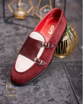 Pantofi Loafers, barbatesti, bordeaux, piele intoarsa- P1751