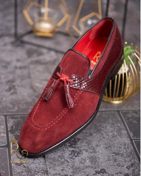 Pantofi Loafers, barbatesti, bordeaux, piele naturala- P1764