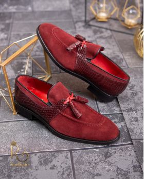 Pantofi Loafers, barbatesti, bordeaux, piele naturala- P1764