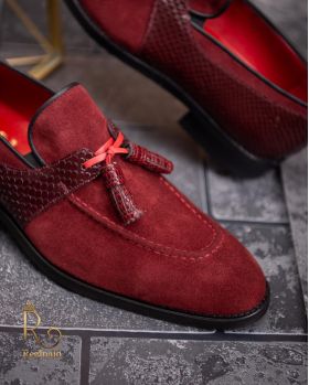 Pantofi Loafers, barbatesti, bordeaux, piele naturala- P1764