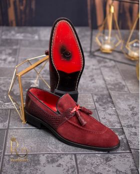 Pantofi Loafers, barbatesti, bordeaux, piele naturala- P1764