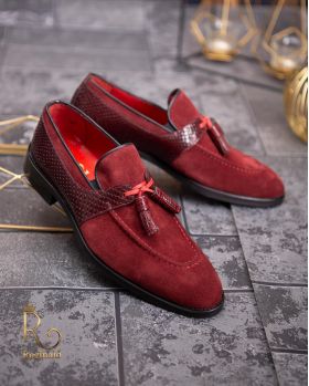 Pantofi Loafers, barbatesti, bordeaux, piele naturala- P1764