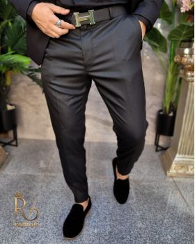 Pantaloni negru texturat, de bărbați, croial slim-fit – PN751